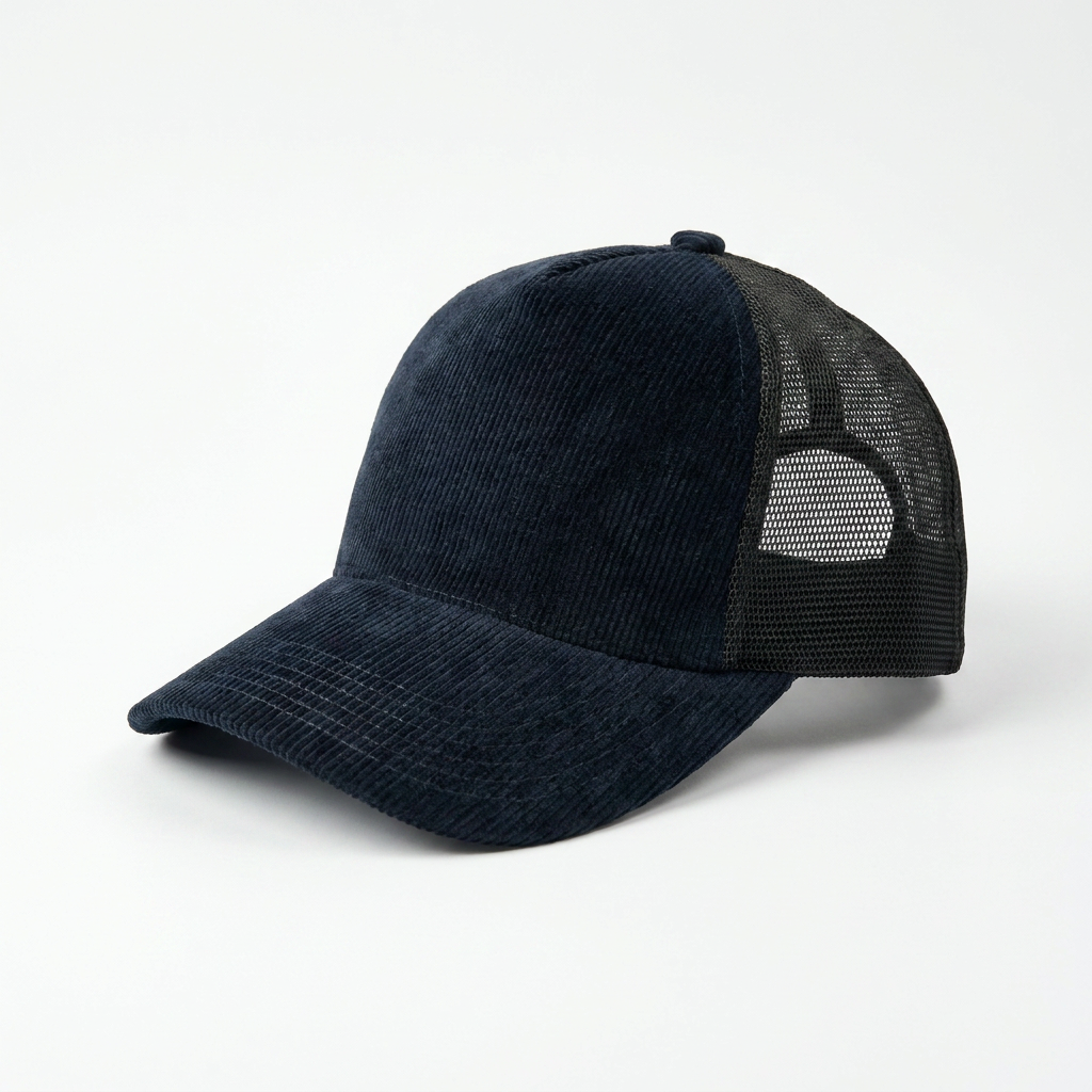 Blue Corduroy Trucker Cap