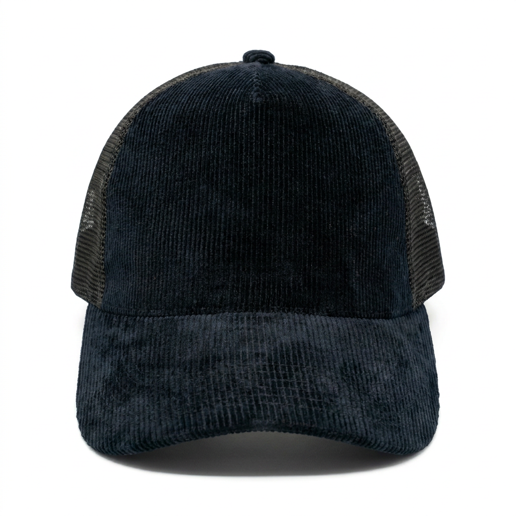 Blue Corduroy Trucker Cap