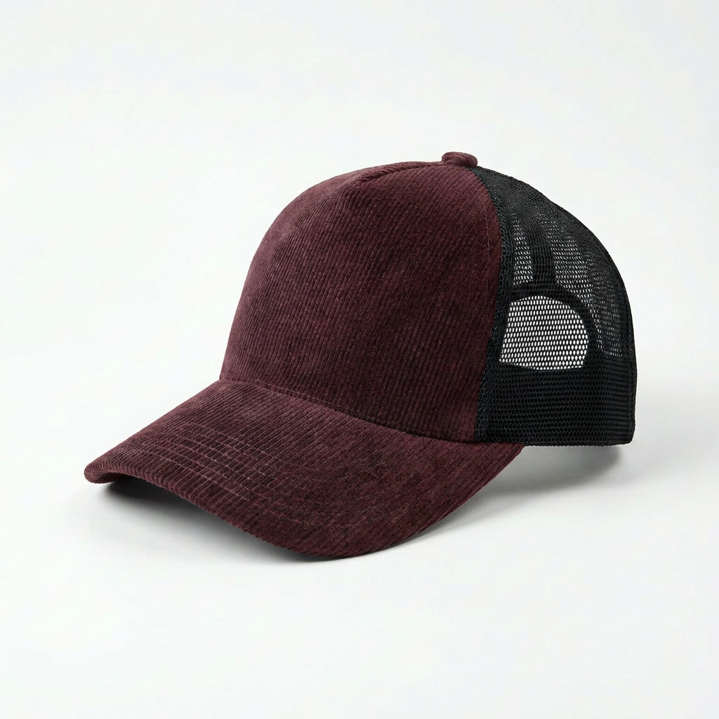 Wine Corduroy Trucker Cap