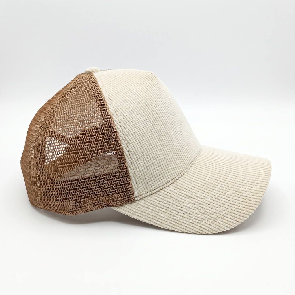 Cream Corduroy Trucker Cap