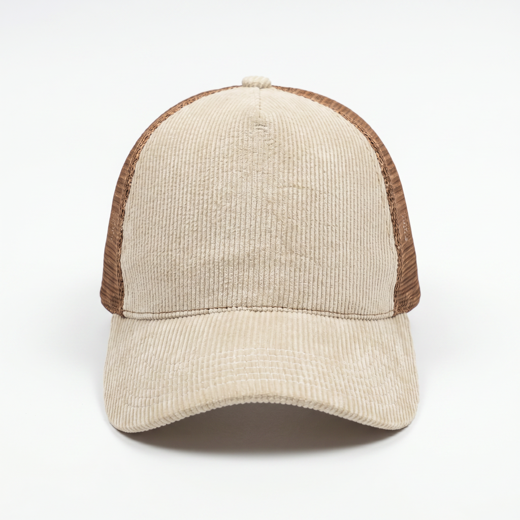 Cream Corduroy Trucker Cap