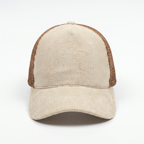 Cream Corduroy Trucker Cap
