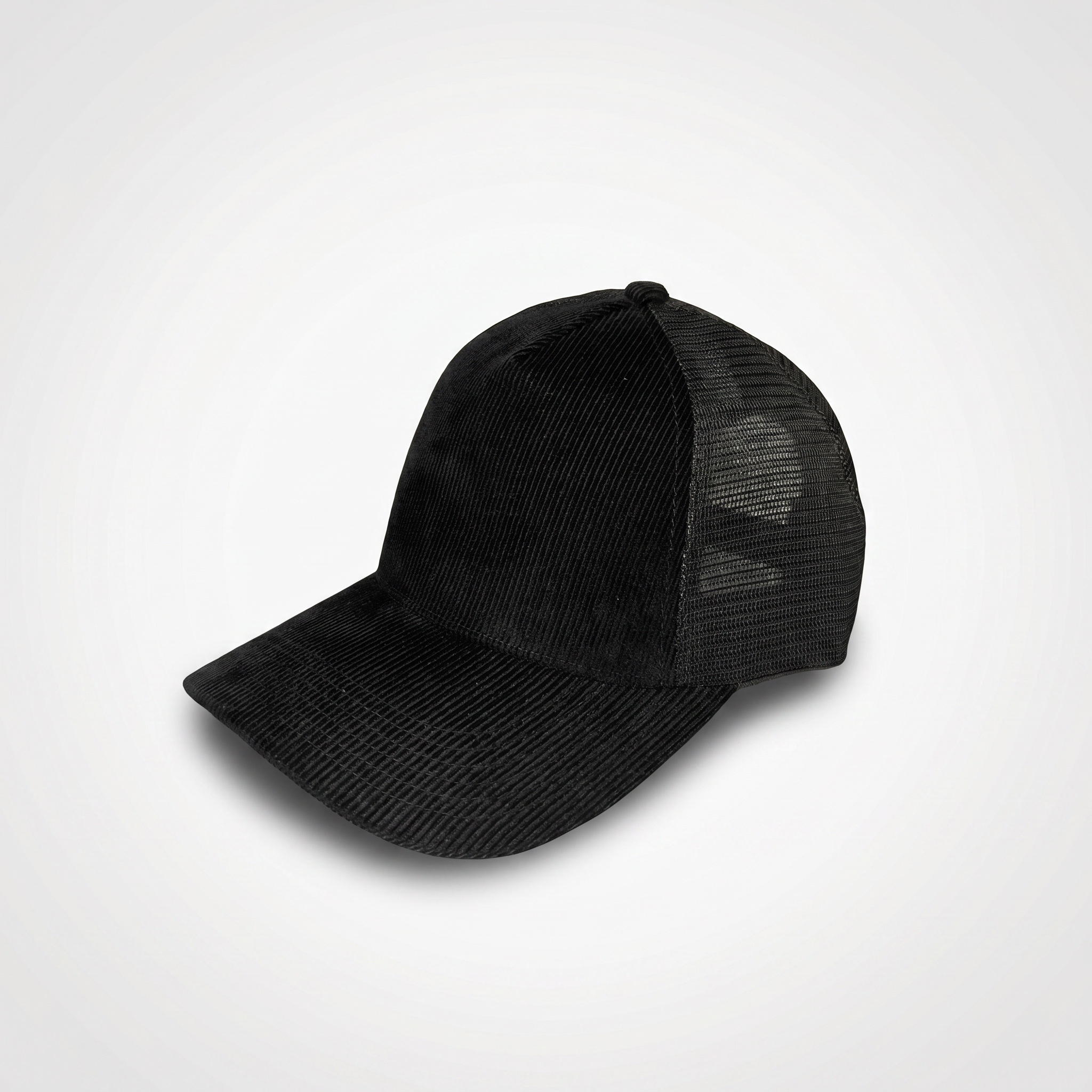 Black Corduroy Trucker Cap