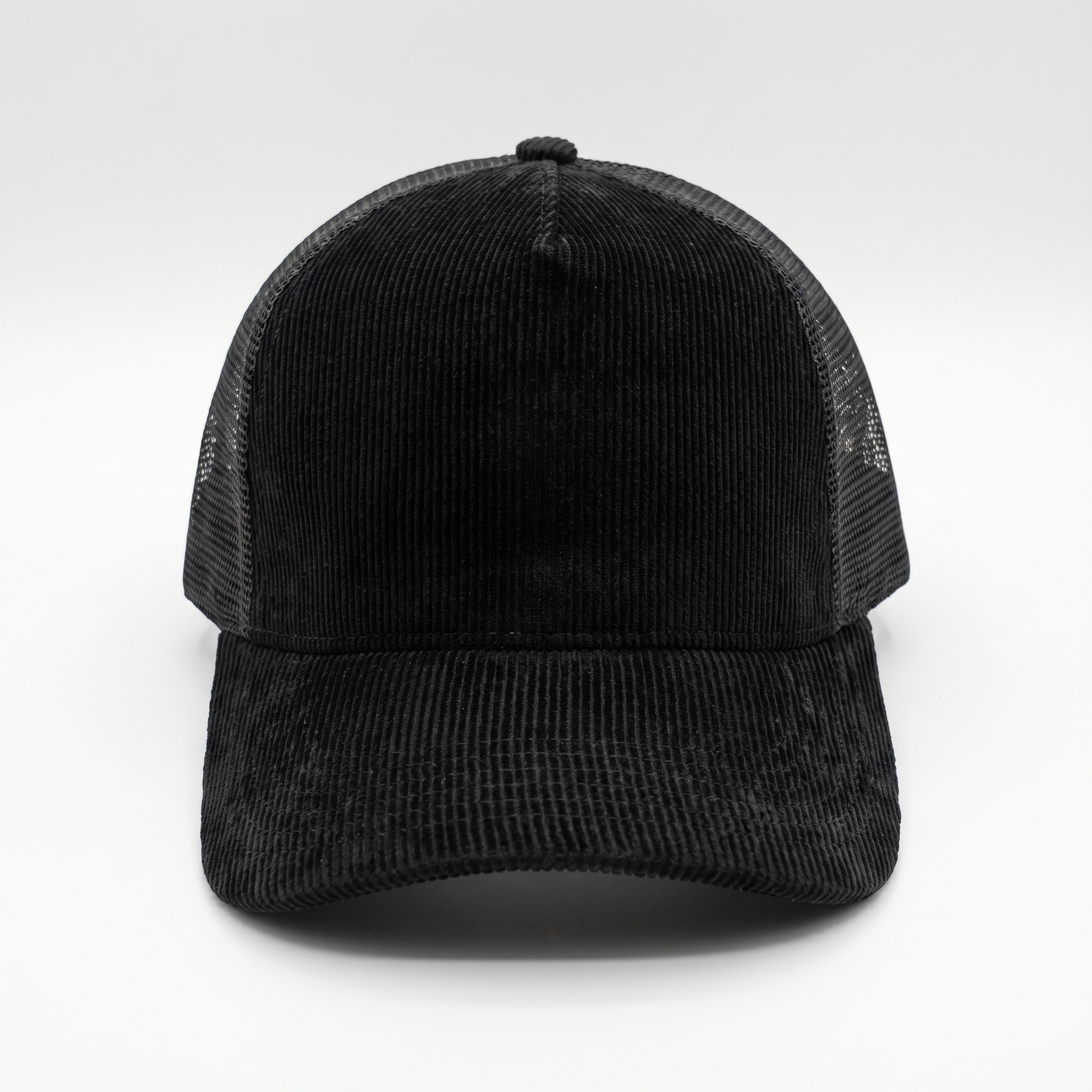 Black Corduroy Trucker Cap