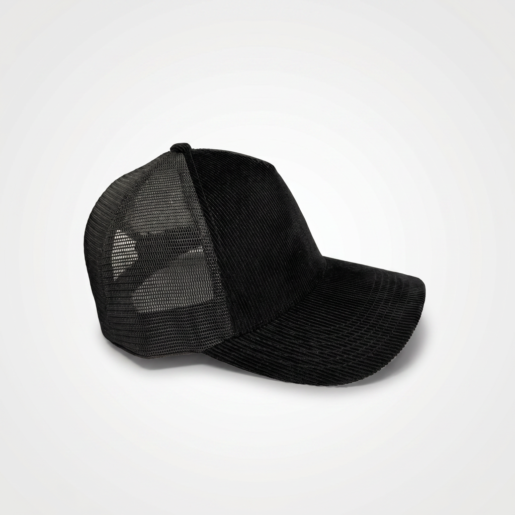 Black Corduroy Trucker Cap