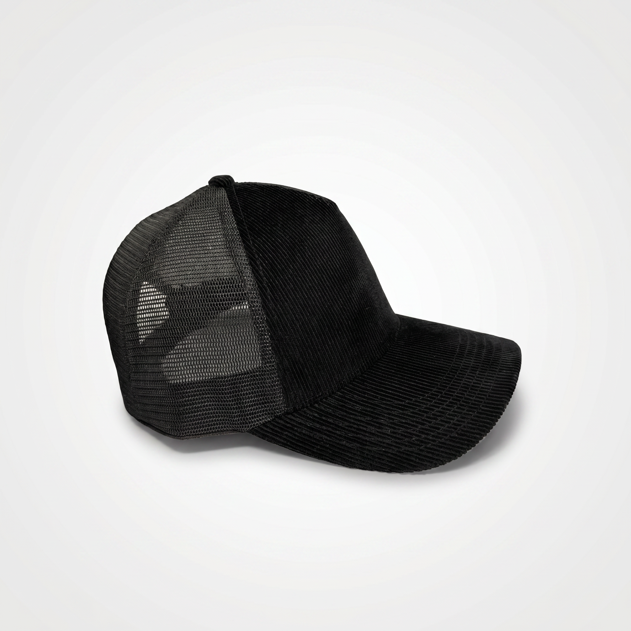 Black Corduroy Trucker Cap