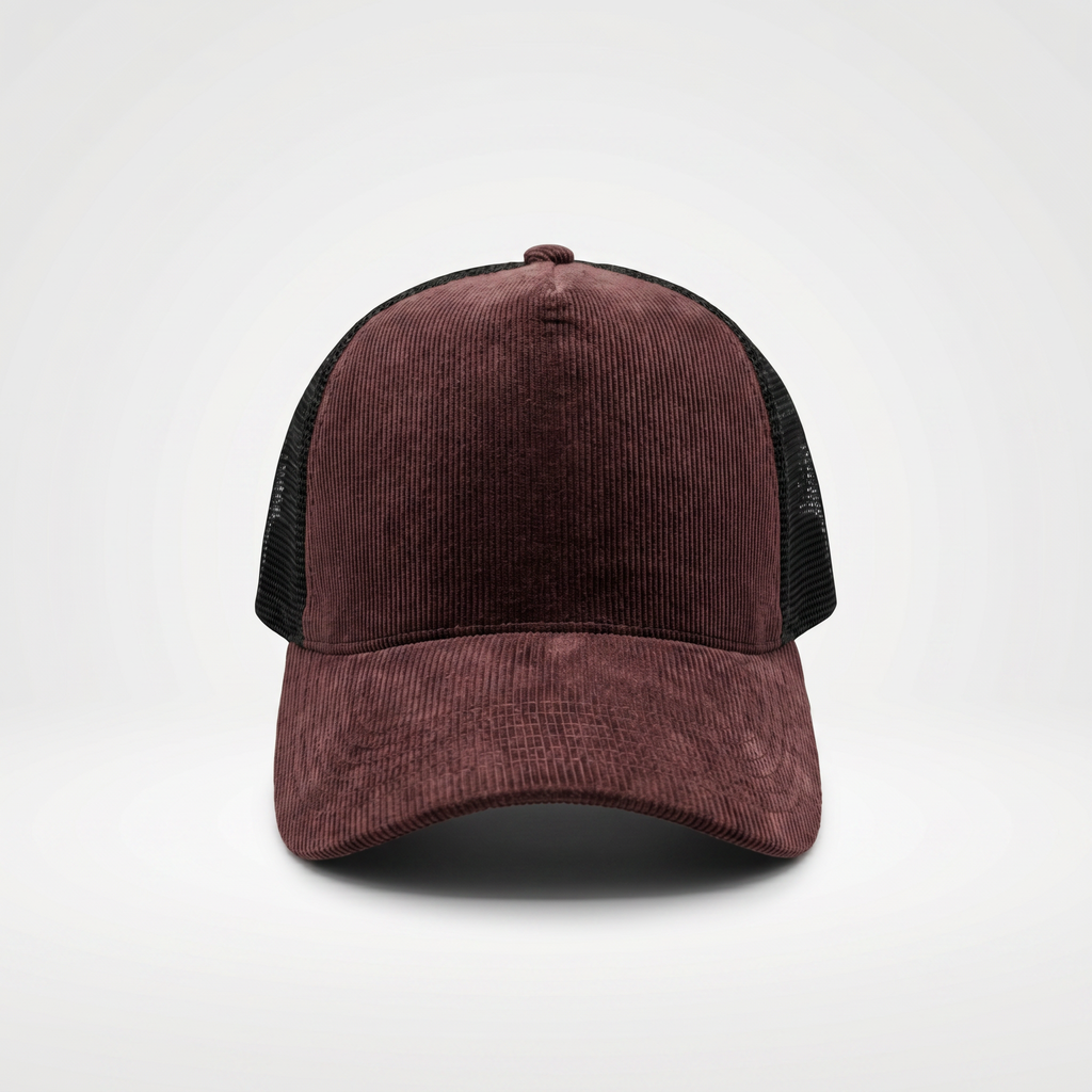 Wine Corduroy Trucker Cap