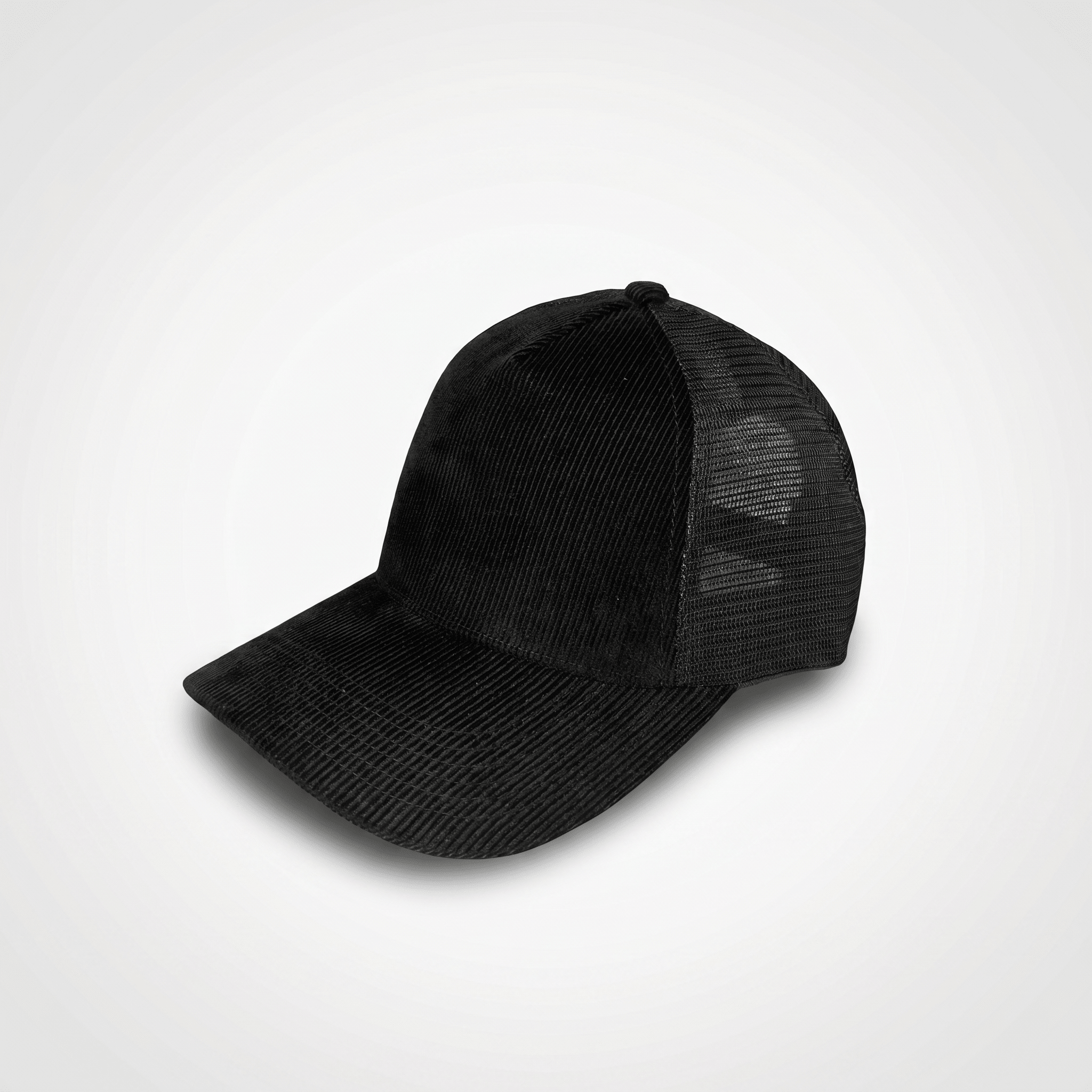 Black Corduroy Trucker Cap - Lostgen.
