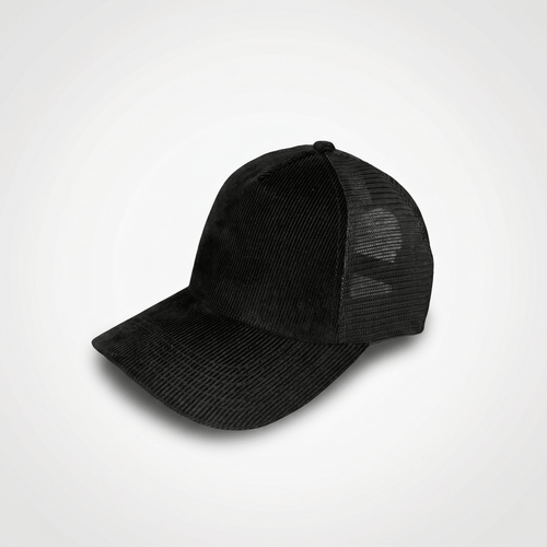 Black Corduroy Trucker Cap - Lostgen.