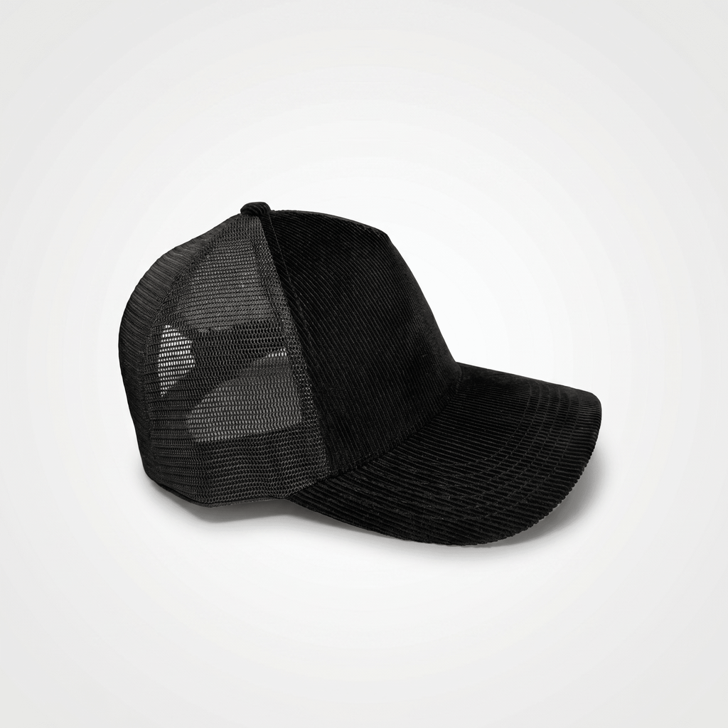 Black Corduroy Trucker Cap - Lostgen.