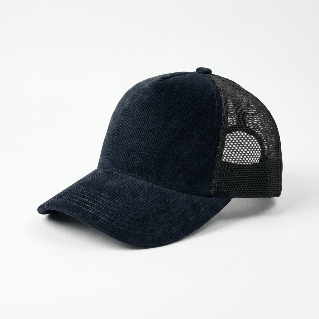 Blue Corduroy Trucker Cap - Lostgen.