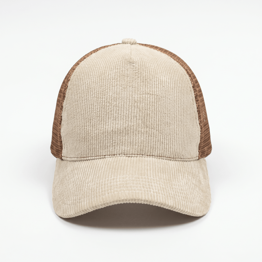 Cream Corduroy Trucker Cap - Lostgen.