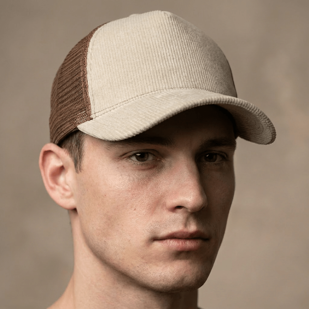 Cream Corduroy Trucker Cap - Lostgen.