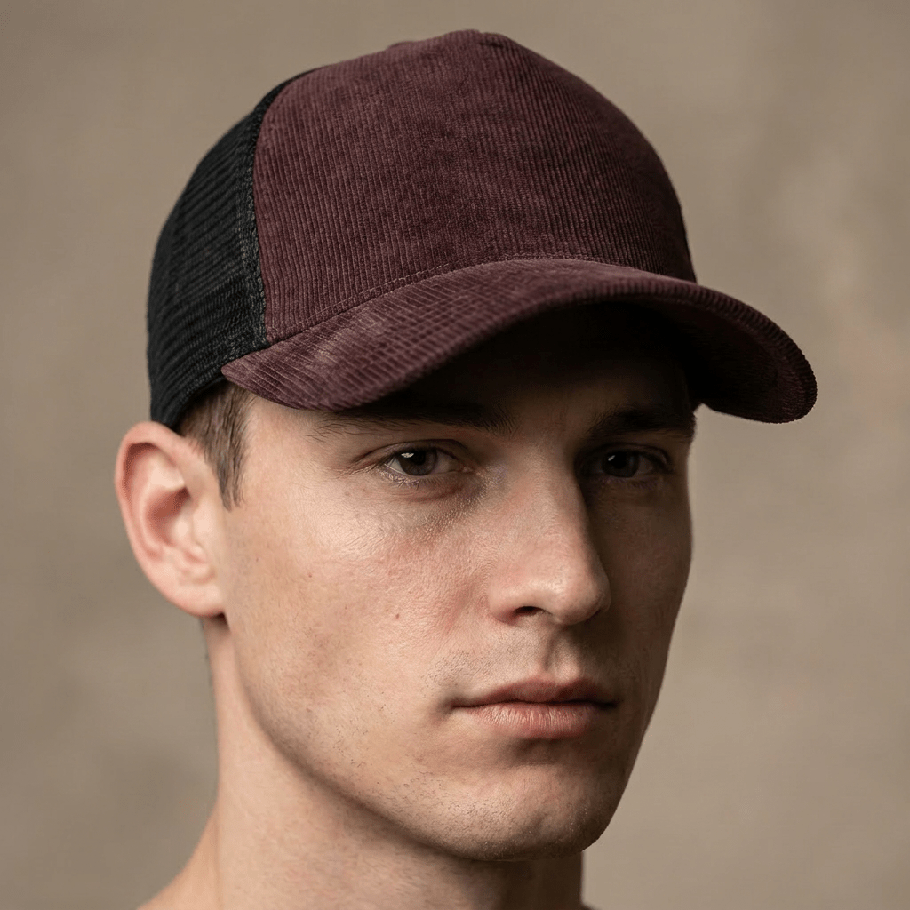 Wine Corduroy Trucker Cap - Lostgen.